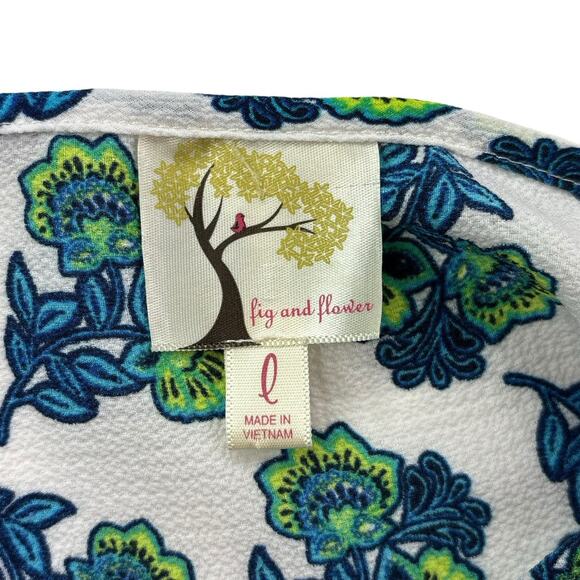 FIG & FLOWER Womens Size Large L Floral 3/4‎ Sleeve Boho Top Blouse - Picture 5 of 16